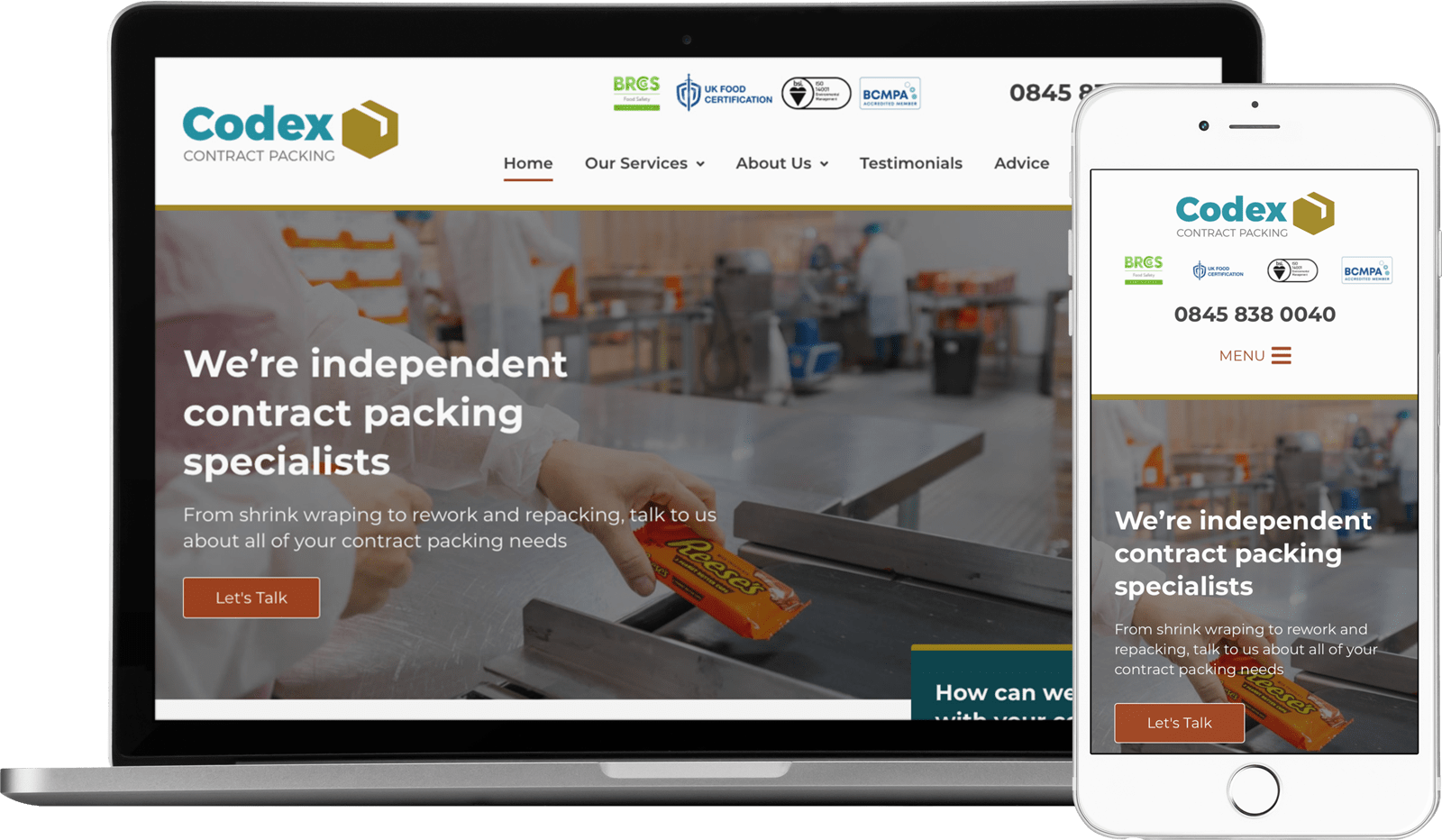 Website Redesign for Codex Contract Packing in Leighton Buzzard