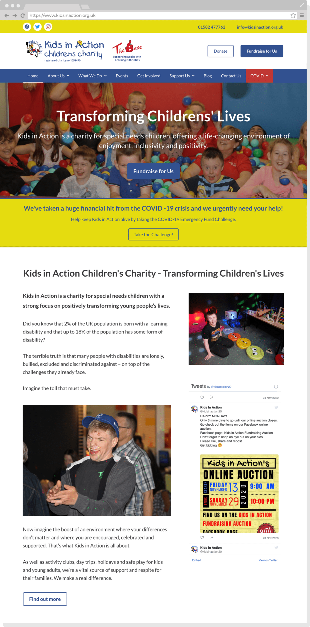Website Redesign for Kids in Action in Dunstable